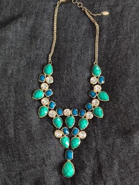 Amrita Singh Statement Teardrop Bib Necklace in Turquoise and Blue